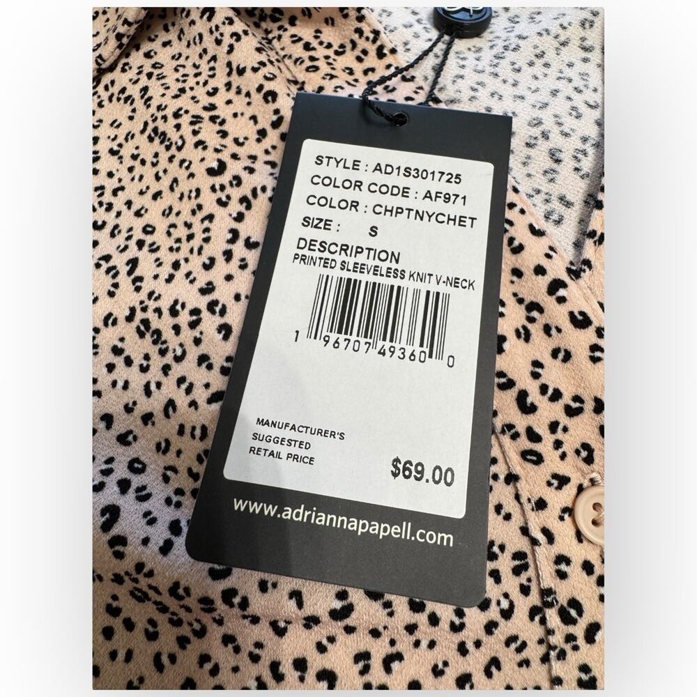 Adrianna Papell Tie Front Sleeveless Blouse Small Leopard - Picture 4 of 11